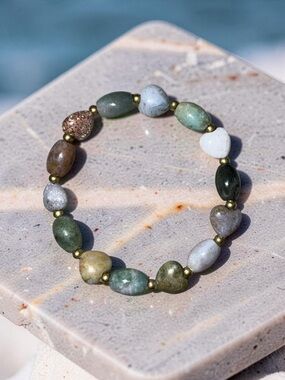 🛑 3 for $11 8mm Indian Agate Bracelet 💚💜
